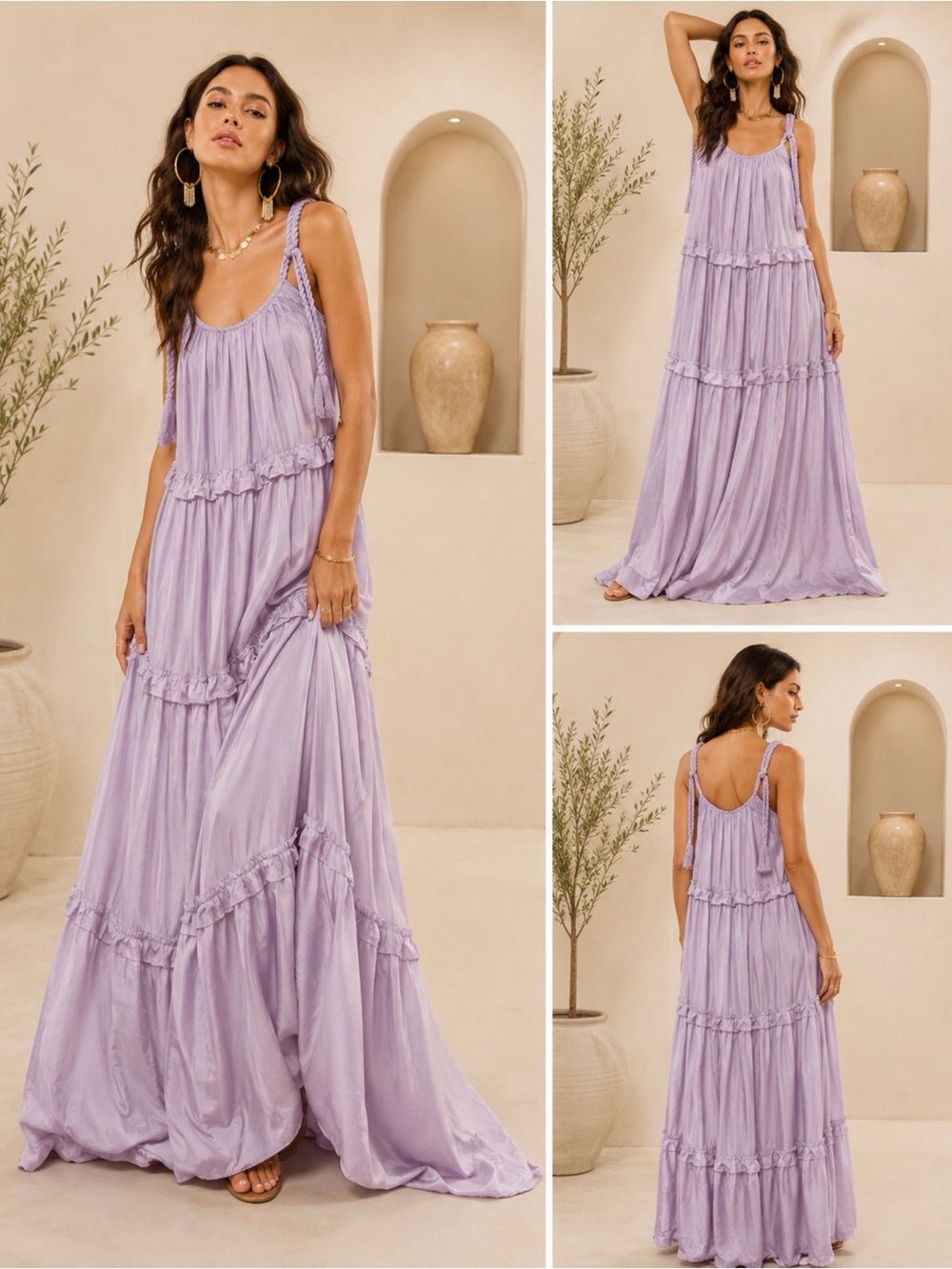 Hale Bob Lavender Tiered Maxi Dress
